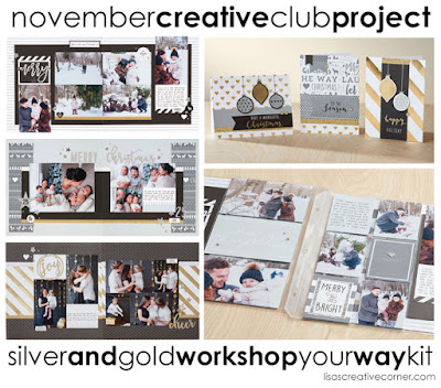 November Project Kit – Silver and Gold Scrapbook Layouts