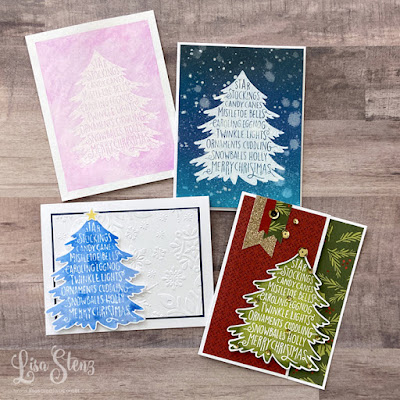 31 Days of Christmas Cards Day #17 – 1 Stamp, 3 Techniques