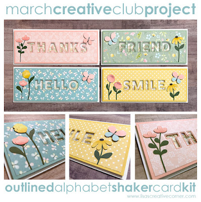 March Project Kit – Outlined Alphabet Slimline Shaker Cards