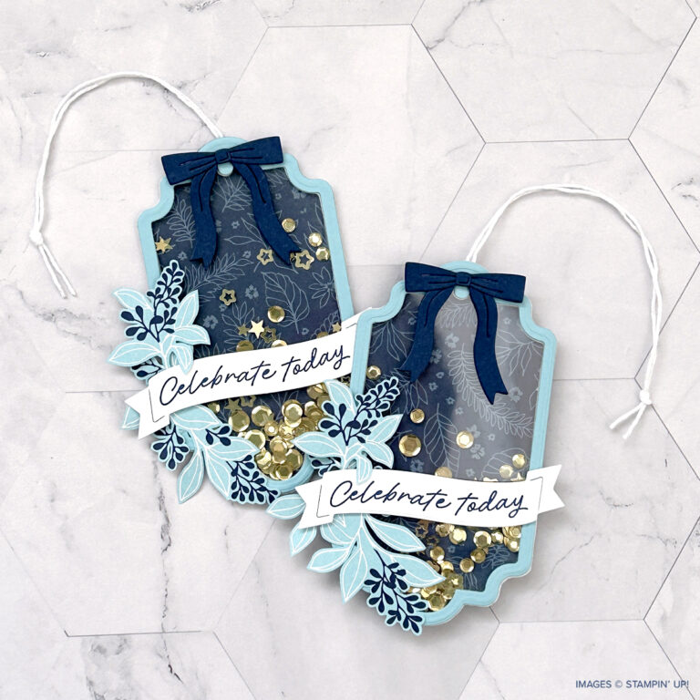 December POM: True Blue Florals DSP Shaker Tags