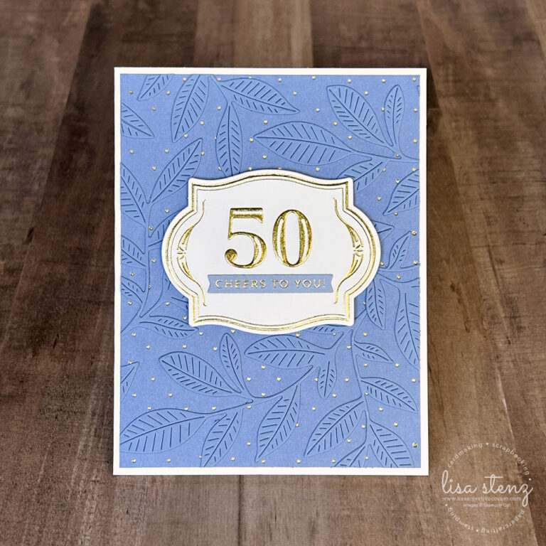 Elegant 50th Birthday Card with Gold Hot Foil Details